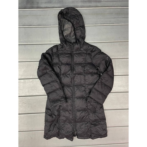 Michael Kors Packable Down Fill Puffer Coat Womens Medium Black Full Zip Hooded - Picture 1 of 9